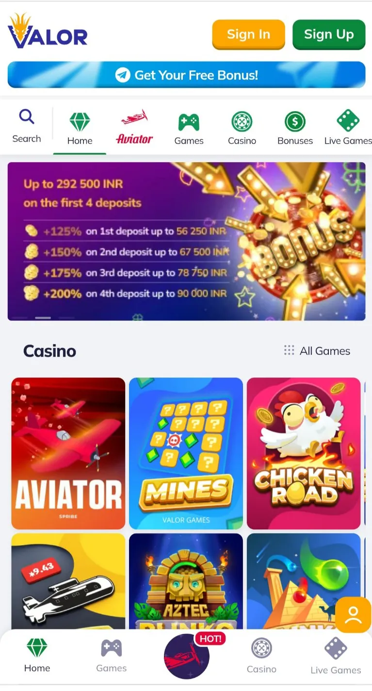 valor app mobile