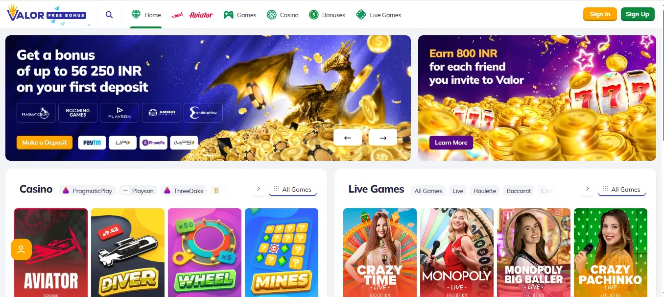 valor casino